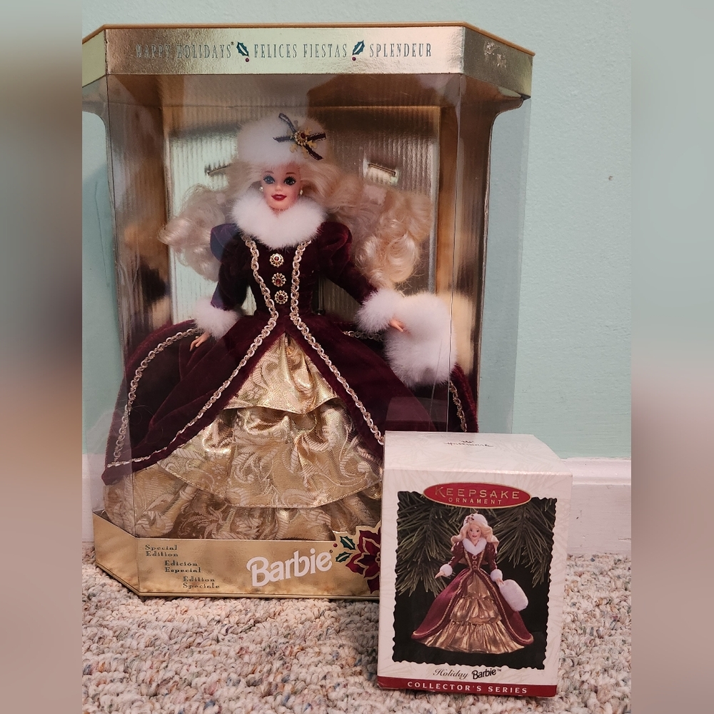 1996. Barbie. Happy Holiday & Hallmark Ornament.
